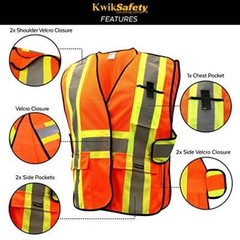 KwikSafety FIRST RESPONDER Class 2 Hi Vis Reflective ANSI Breakaway Safety Vest