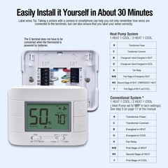 Garystat Non-Programmable Heat Pump Thermostat for House 2 Heat/1 Cool, with …