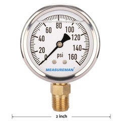 RV Water Pressure Regulator Gauge 0-160psi Lead Free Stainless Steel 2 Inch Dial