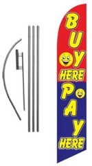 Buy Here Pay Here Advertising Feather Banner Swooper Flag Sign with 15 Foot…