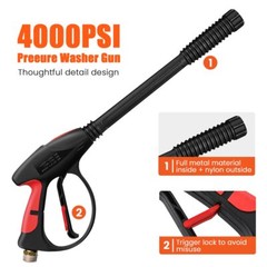 High Pressure 4000PSI Car Power Washer Gun Spray Wand Lance Nozzle + 50ft Hose