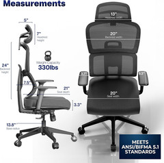 VIVO Ergonomic Mesh Office Chair with Lumbar Support, Adjustable Height, Black