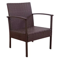 4-Piece Rattan Wicker Patio Conversation Set Loveseat Sofa with Brown Cushions G