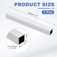 30mm x 30mm x 2mm Wall Thickness 305mm/12″ Long 6063 Square Aluminum Tube