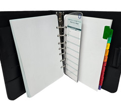 NWOT VTG 1999 Franklin Covey Black Classic Leather Open Binder Planner 7 Ring