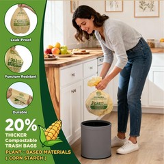 Ecomokii Compostable Trash Bags 3 Gallon 120 Count Extra Thick 0.8 Mil Small