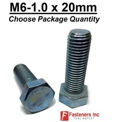 M6-1.0 x 20mm Metric Hex Cap Screws Bolts Zinc Grade 10.9 (Choose Pkg Qty’s)