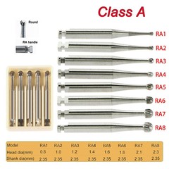 5pcs Dental Round Carbide Bur for Slow Speed Latch Type RA 1# -RA 8#
