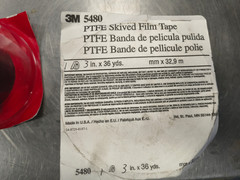 3M 5480 3″ W x 36 Yards Gray High Temp PTFE Skived Film Tape new in package