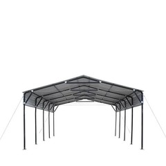 20x20ft Galvanized Carport, 400 sq ft, 10ft Open Side Walls, 27-gauge Roof