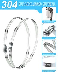 Hose Clamp Set – 6PCS 12 Inch 304 Stainless Steel Worm Gear Hose Clamps for Fuel