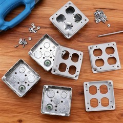 Patioer 4″x4″ Metal Electrical Box with Cover Double Duplex 1-1/2” Deep, 10 Set