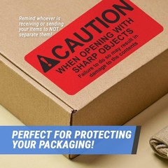 OfficeSmartLabels – 4″x2″ [Caution When Opening with Sharp Object] in Alert R…