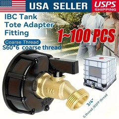 275 330 Gallon IBC Tote Water Tank Adapter 2″ Brass Hose Faucet Valve Connector