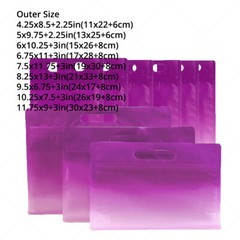 Multi-Size Gradient Matte Purple Kraft Paper Stand Up Zipper Bag w/Hang Hole P