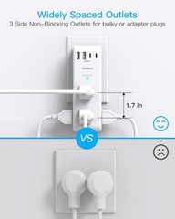 Surge Protector Outlet Extender Rotating Plug 6 AC Multi Plug Outlet 4 USB Ports