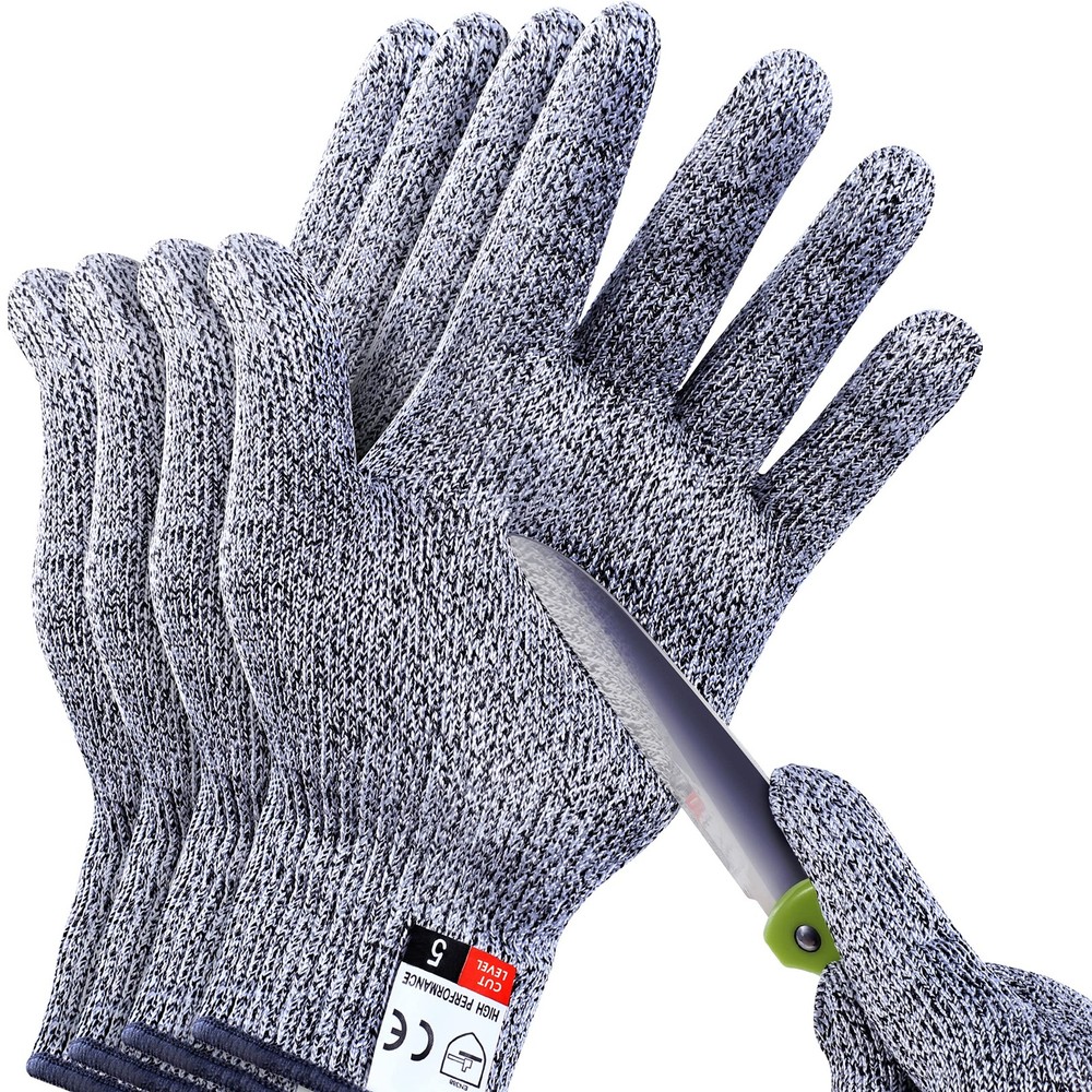 Level 5 Cut Resistant Gloves – 4 Pack for Kitchen, Meat, Wood Carving