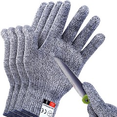 Level 5 Cut Resistant Gloves – 4 Pack for Kitchen, Meat, Wood Carving