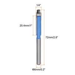 HARFINGTON 2pcs Flush Trim Router Bit 6mm Shank 1/4″ Dia 1″ Cutting 1/4 in