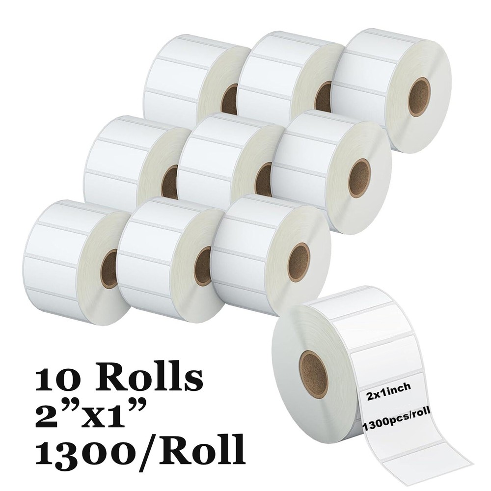 10 Rolls 2″x1″ Direct Thermal UPC Barcode FBA Labels 1300/Roll for Zebra & Rollo