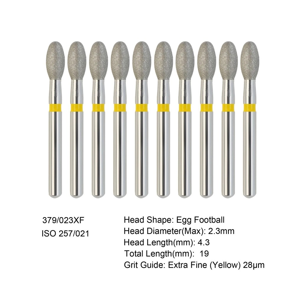 Multi-Use Dental Diamond Burs Fine Grit Football Round End Taper Friction Grip