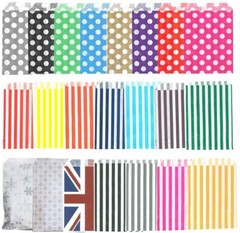 Candy Stripe Paper Bags Party Sweet Treat Buffet Gift Shop Coloured 5″x7″ Polka