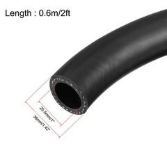 1″ ID Fuel Line Hose 1 1/2″ OD 2ft Black Rubber Oil Hose Tubing for Fuel System