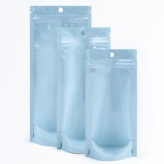 5x7in Matte Blue Foil Mylar Stand Up Open Top Bag With Clear Front&Desiccant