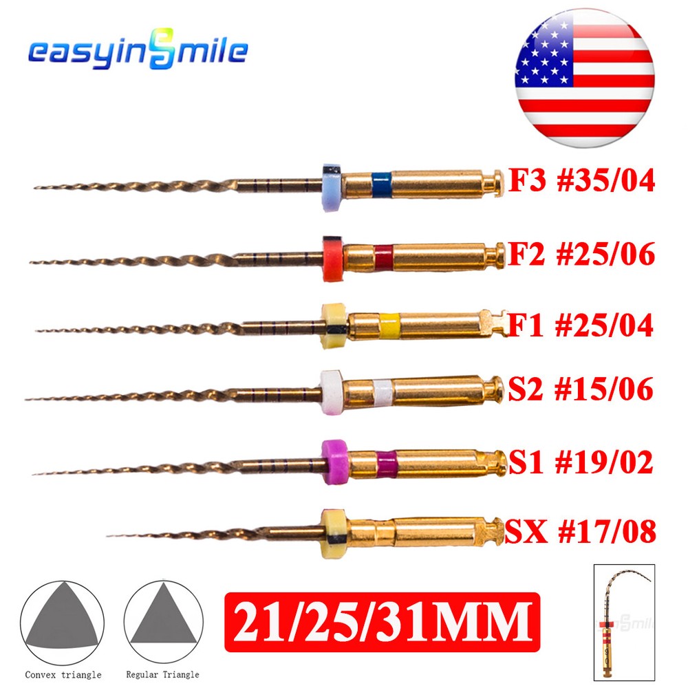 6PCs Dental Endo Rotary Files Endodontic Niti Files X-Pro Gold Taper 21/25/31MM