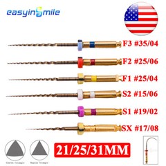 6PCs Dental Endo Rotary Files Endodontic Niti Files X-Pro Gold Taper 21/25/31MM