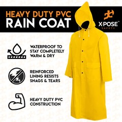 PVC Knee Length Yellow Raincoat All Weather 35mm Sizes Small-6XL