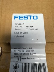 FESTO PNEUMATIC SHUT-OFF VALVE HE-G1-LO 197136 SERIES: 02-2021 : 60