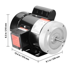 VEVOR 1HP Electric Motor 3450RPM AC115V/230V 56C Frame 1-Phase 5/8″ Keyed Shaft