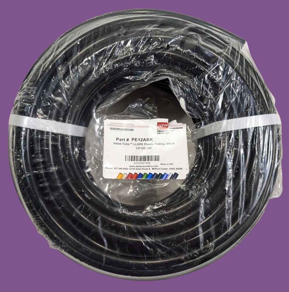 ATP 1/2″ OD 100′ Value-Tube LLDPE Black Plastic Tubing