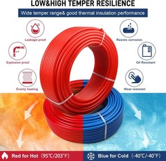 PEX Pipe 1/2 200ft Red Blue PEX-B Tubing EVOH,Flexible Non-Barrier,HotCold Water
