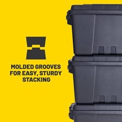 Plano Storage Box 14 Gal Plastic Heavy Duty Black Stackable Lockable Tote