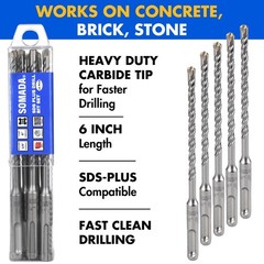 SOMADA 1/4-Inch x 6-Inch SDS Plus Drill Set of 10 Pcs SDS-Plus Rotary Hammer …