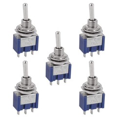 5 Pack Mini Toggle Switch SPDT 3 Position ON OFF ON 6A 125V AC Panel Mount
