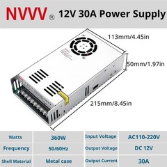 DC 12V 30A Power Supply 360W Universal Switching Converter Transformer LED
