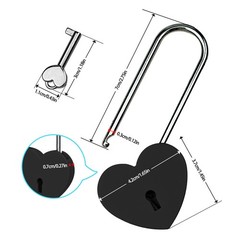 Gradleen 15PCS Black 3.5″ Heart Lock Love Padlock with Key 50mm
