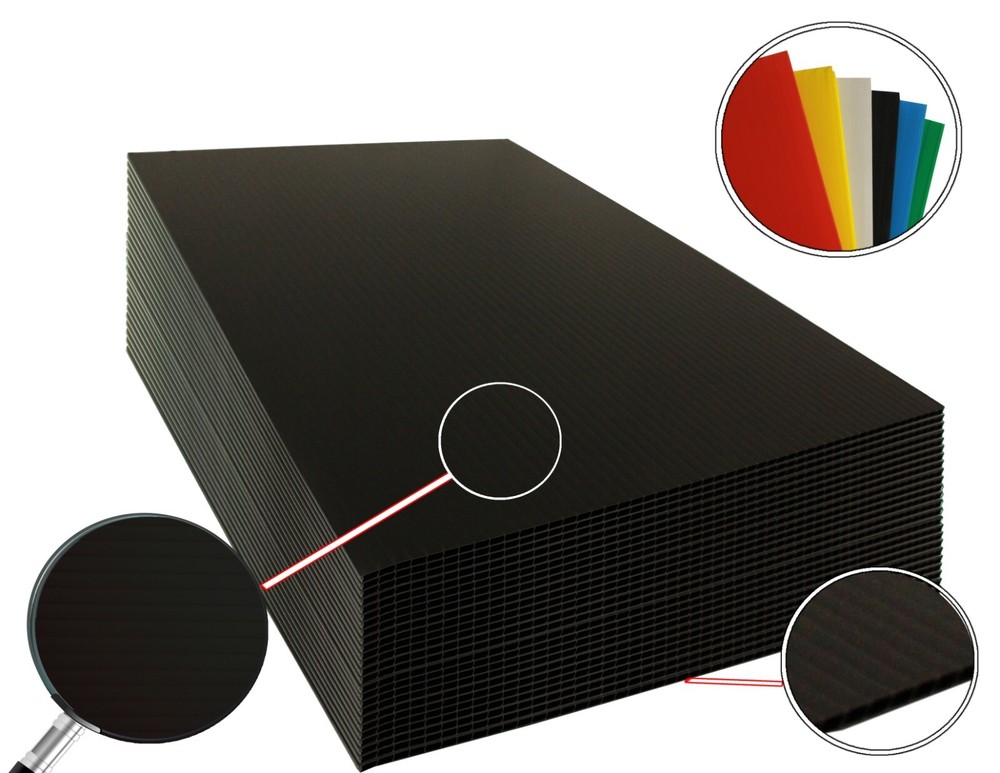 4mm Corrugated Black Plastic Sheets 18×24 24×36 24×48 36×36 Coroplast Sign SALE