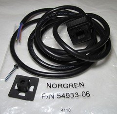 NORGREN 54933-06 INDUSTRIAL STANDARD CONNECTOR W/ 6ft MOULDED CABLE 30MM COIL