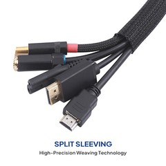 Braided Split-Sleeve Wire Loom for High-Temperature Auto Harness Wrapping 5/28ft