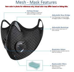 Nylon Mesh Face Mask w/ Replaceable PM2.5 HEPA Carbon Filter (Slate Gray)