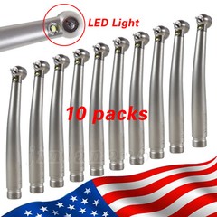 10* Dental LED Fiber Optic E-generator High Speed Handpiece Push Button 2 Hole