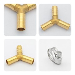 2Pcs 3/8Inch 3 Way Brass Hose Barb, Y Shape Brass Barb Connector Fitting with…