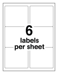 WING OFFICE 3000 Premium Shipping Labels Blank Self Adhesive 6 per Sheet 3.33X 4