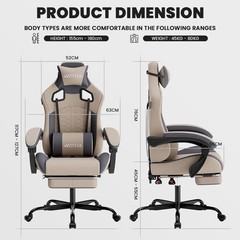 Gaming Chair with Massage,Ergonomic PC Computer Chair with Footrest Comfortable