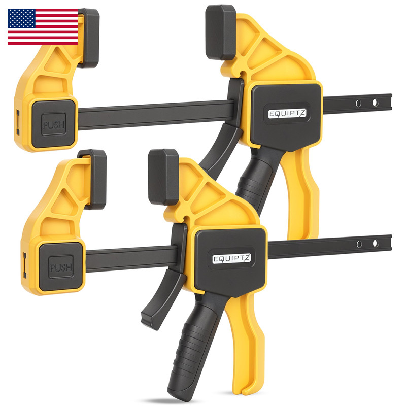 Equiptz 12 Inch Bar Clamps For Woodworking 2 Pack Quick Grip Clamps Set 150 Lbs