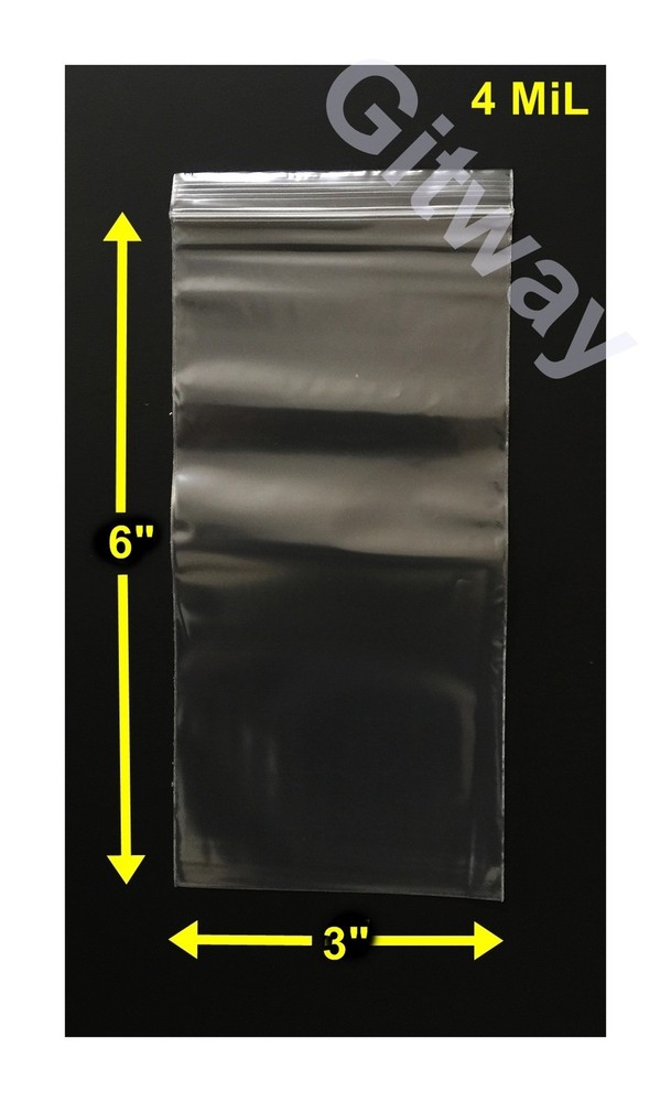 3″ x 6″ Reclosable Resealable Zip Lock Top Clear Plastic 3×6″ FDA Bags 4 MiL